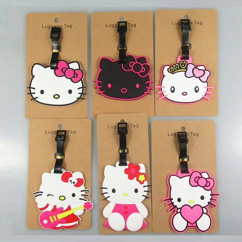 Sanrio Hello Kitty ravel Accessories Luggage Tag Silica Gel Suitcase ID Addres Holder Baggage Boarding Tag Portable Label