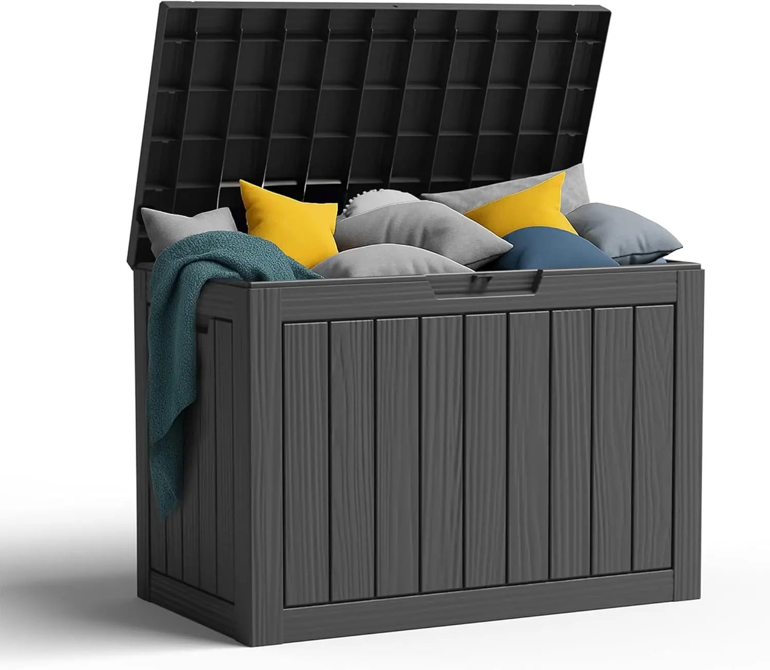 

45 Gallon Resin Deck Box, Lockable Patio Outdoor Storage Box for Furniture, Garden Tools and Tools Storage, Waterproof Outsi