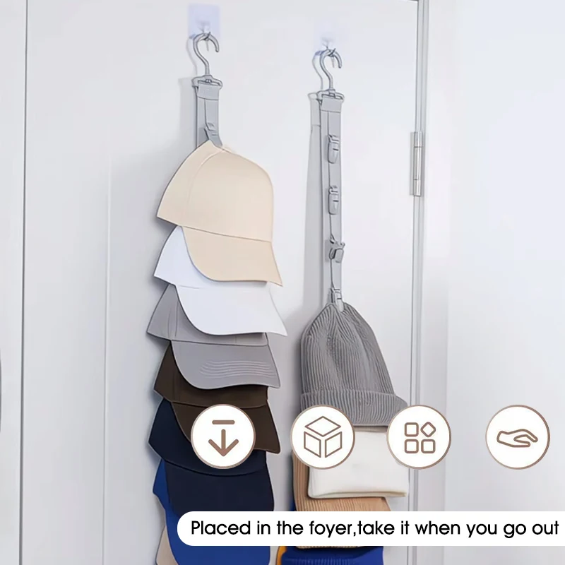1PC Hanging Rope Cap Storage Clips Baseball Hat Organizer Display Stand Home Decor Cap Holder For Closet Or Home Storage