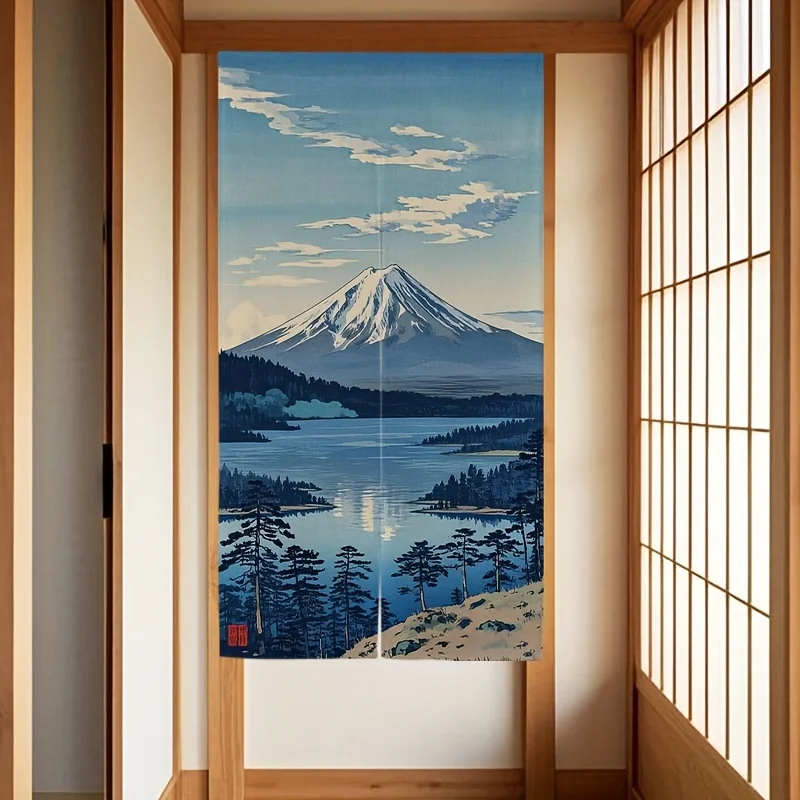 VIKAMA Japanese-Style Mount Fuji Ukiyo-e Door Screen Hole-Free Room Divider Tea Room Entrance Hallway Privacy Screen