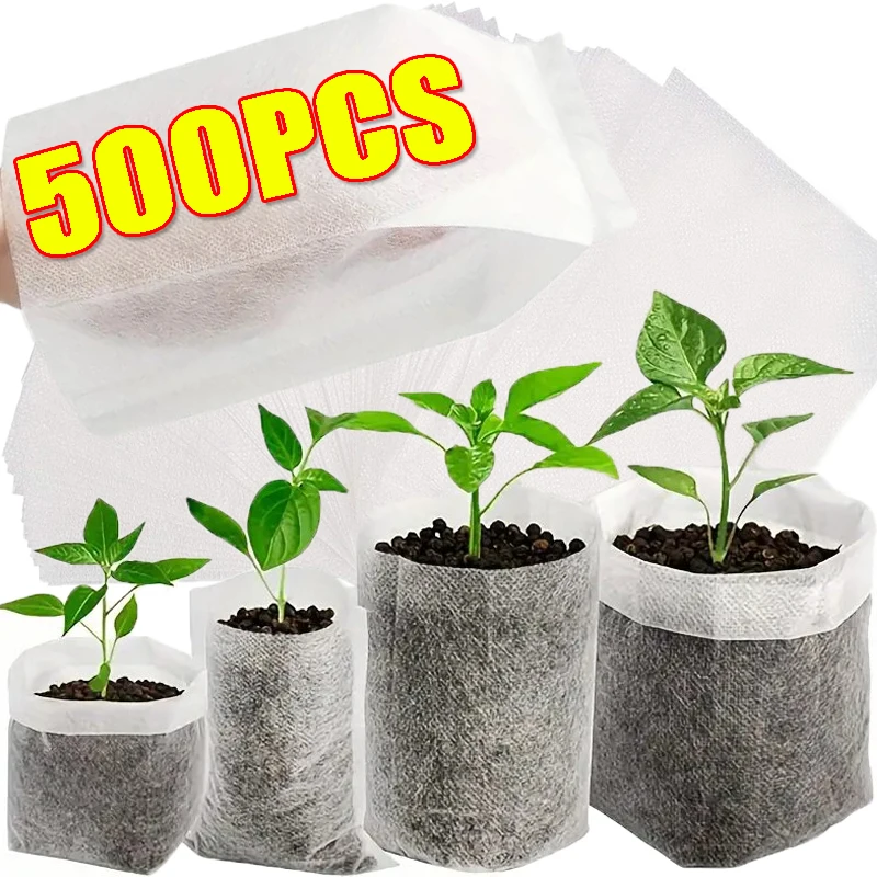 

500/100 шт. тканевые горшки для рассады, биоразлагаемые мешки для выращивания в помещении и на открытом воздухе, мешочки для выращивания посадки для домашнего садового инструмента