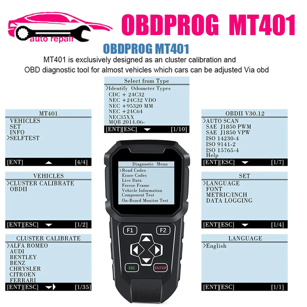 OBDPROG MT401 Cluster Calibration Diagnostic Tool Cluster Correction Tool Cluster Adjustment Professional Car Diagnostic Tool