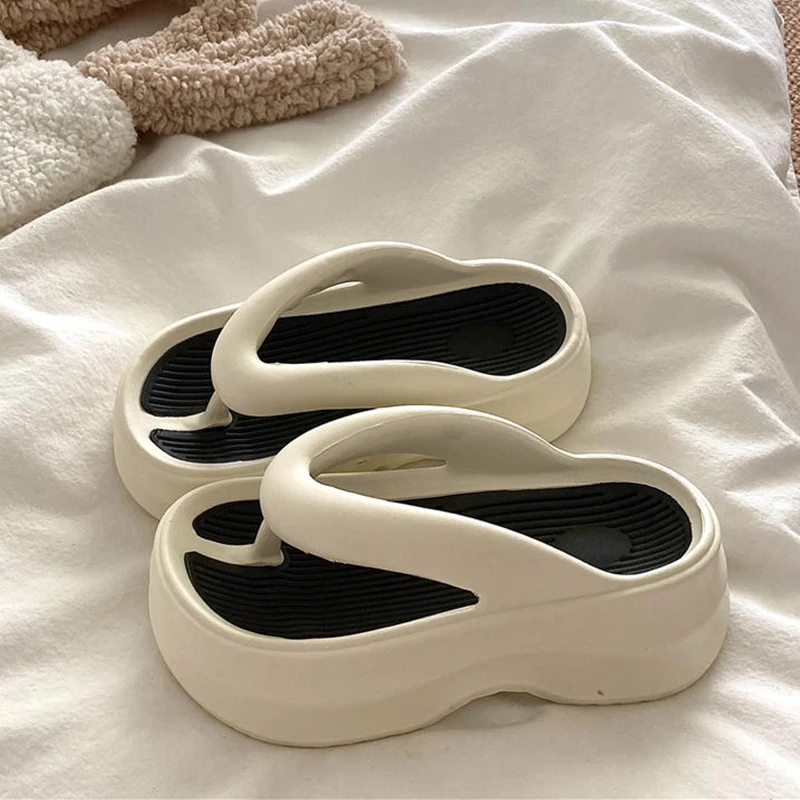 Dikke Zolen In Hoogte Toenemende Ins Teenslippers Voor Dames In De Zomer Eva Zachte Zool Veelzijdige Buitenkleding Strandslippers