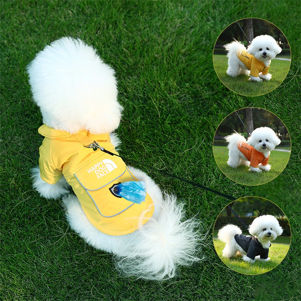 

Windproof Warm Dog Jacket Vest Winter Pet Clothes With Harness French-Bulldog Chihuahua Coat Puppy Costume for Small Medium Dogs