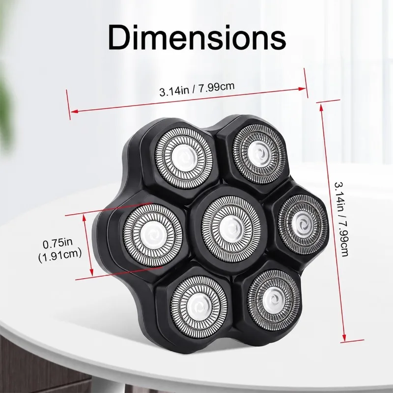 Magnetic 7 Blades Replacement Cutter Head Spare Parts for Bald Head Hair Clipper Strong Adsorption Sharp Wear-resistant Shaving