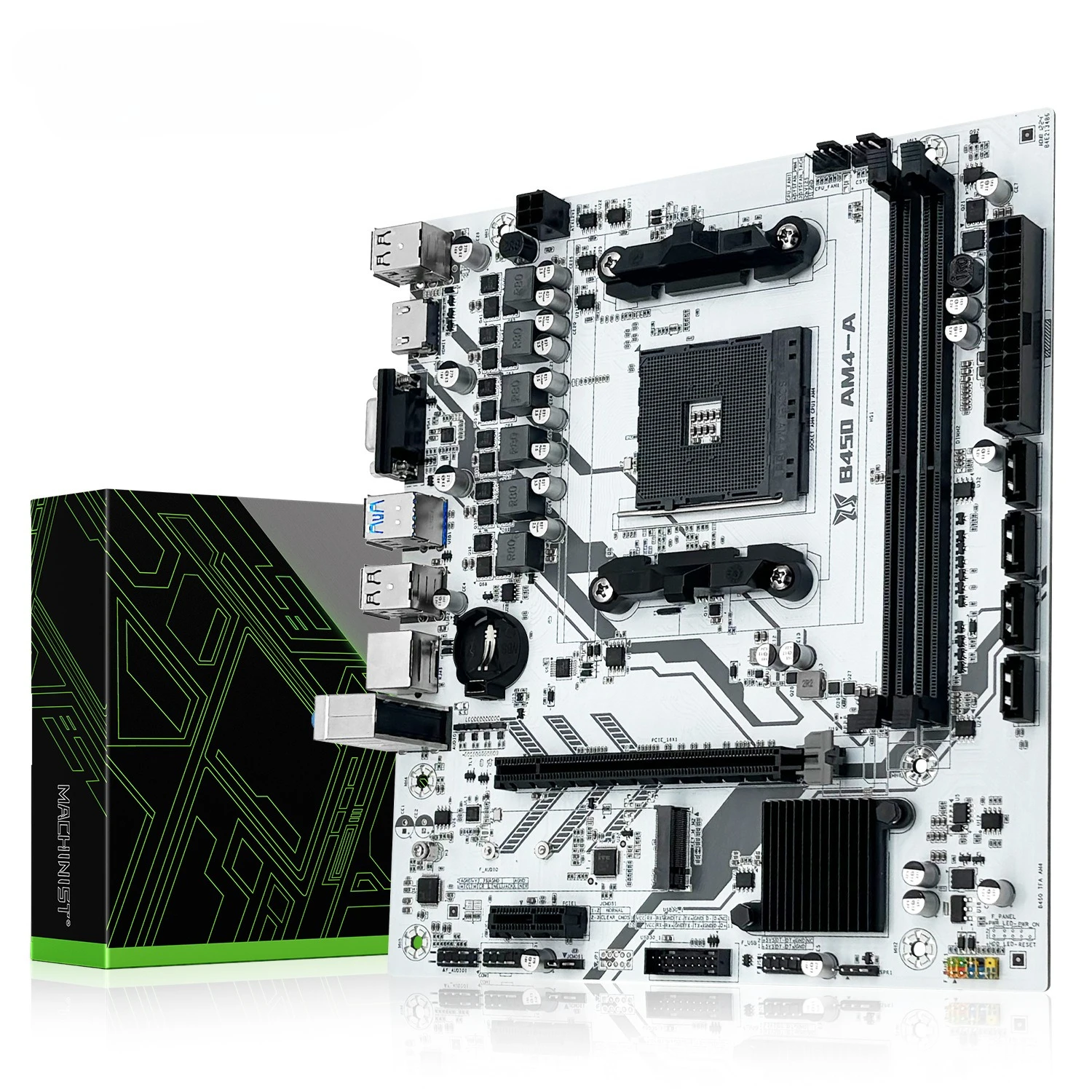 For 2Pcs MACHINIST B450 AM4‑A M‑ATX Motherboard DDR4 RAM NVMe M.2 Slot For AMD Ryzen AM4 CPU