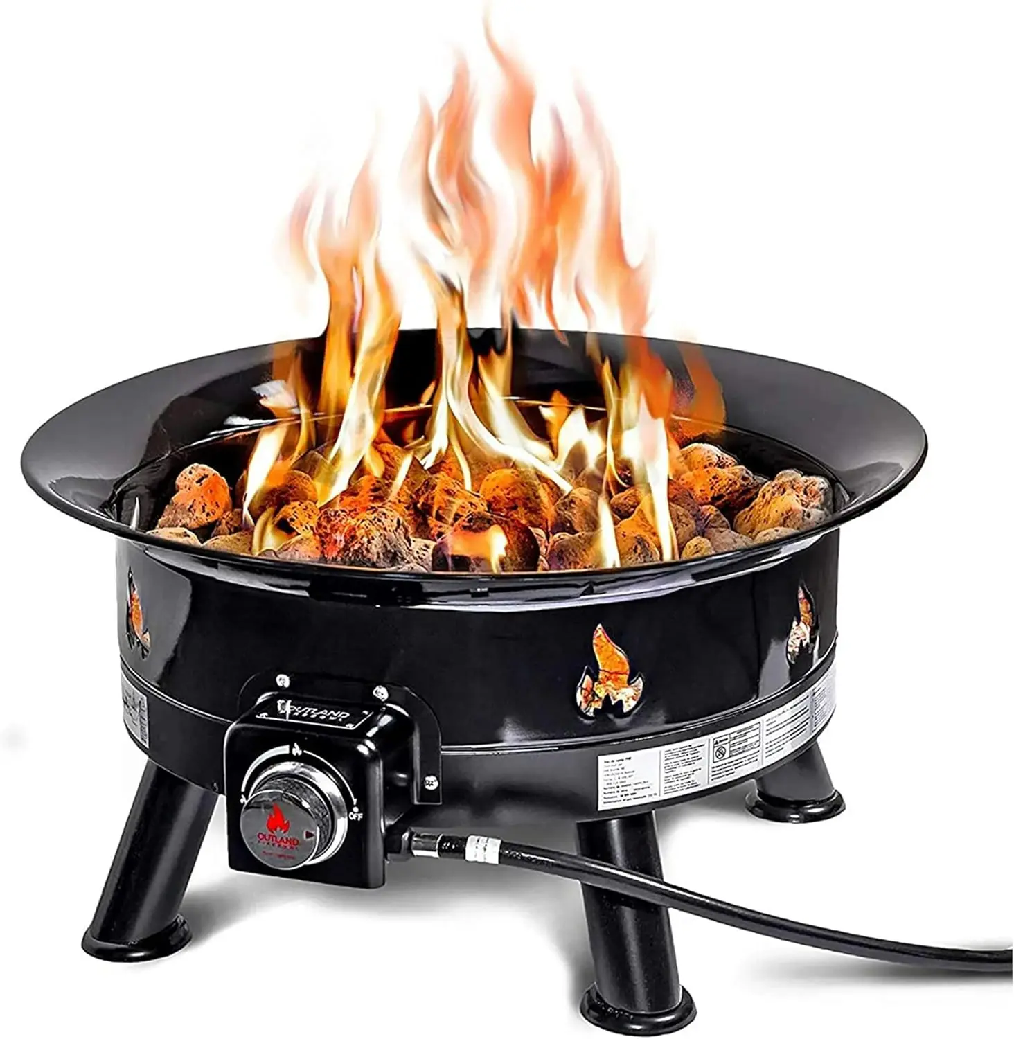 Outdoor Use, Propane Gas Fire Pit, Black, UV and Weather Resistant, 58,000 BTU, Portable with Durable Cover