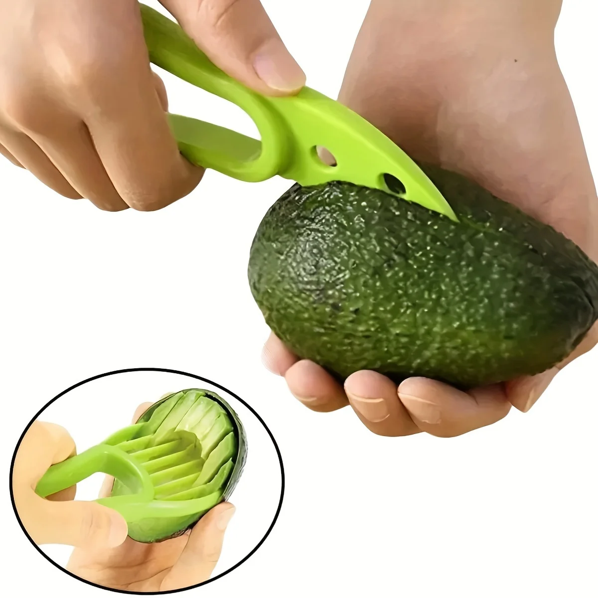 1PC Multi-Function Avocado Slicer Cutter Kitchen Gadget 2-in-1 Tool for Pitting Coring And Slicing Fruit