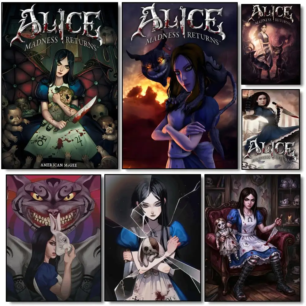 Game A-Alice M-Madness R-Returns Poster Modern Aesthetic Wall Art | Stylish Bedroom Home Decor & Unique Gift Ideas