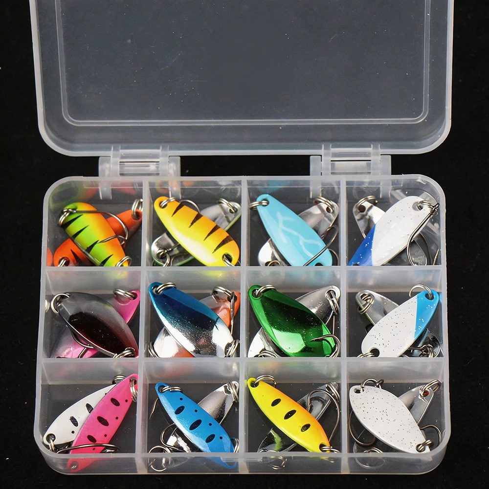 

24Pcs 2/2.5/4g Trout Bait Sequined Fishing Spoon Lure Set Metal Spoon Fishing Lure Wobbler Casting Jigging Tackle Accessories