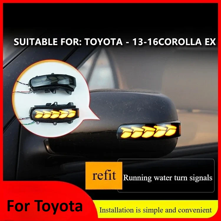 

For Toyota Corolla 13-16 rearview mirrors, flowing water turn signals, a touch of blue daytime running lights, dragon scales