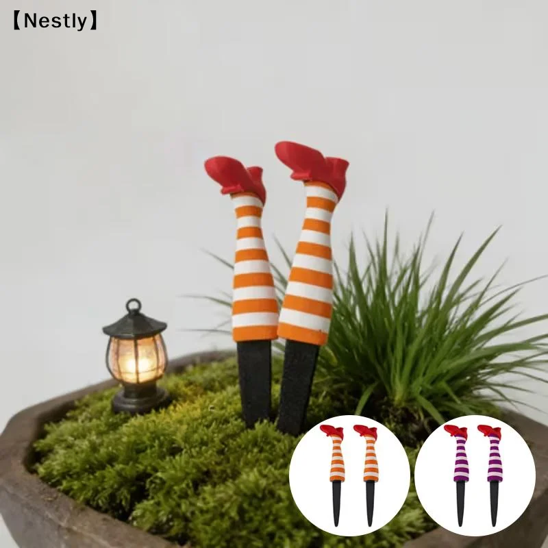 Mini Witch's Leg Flower Pot Decor Set Plant Holder Garden Courtyard Lawn Decor Desktop Ornament Gift Flowerpot Additions〔Nest〕