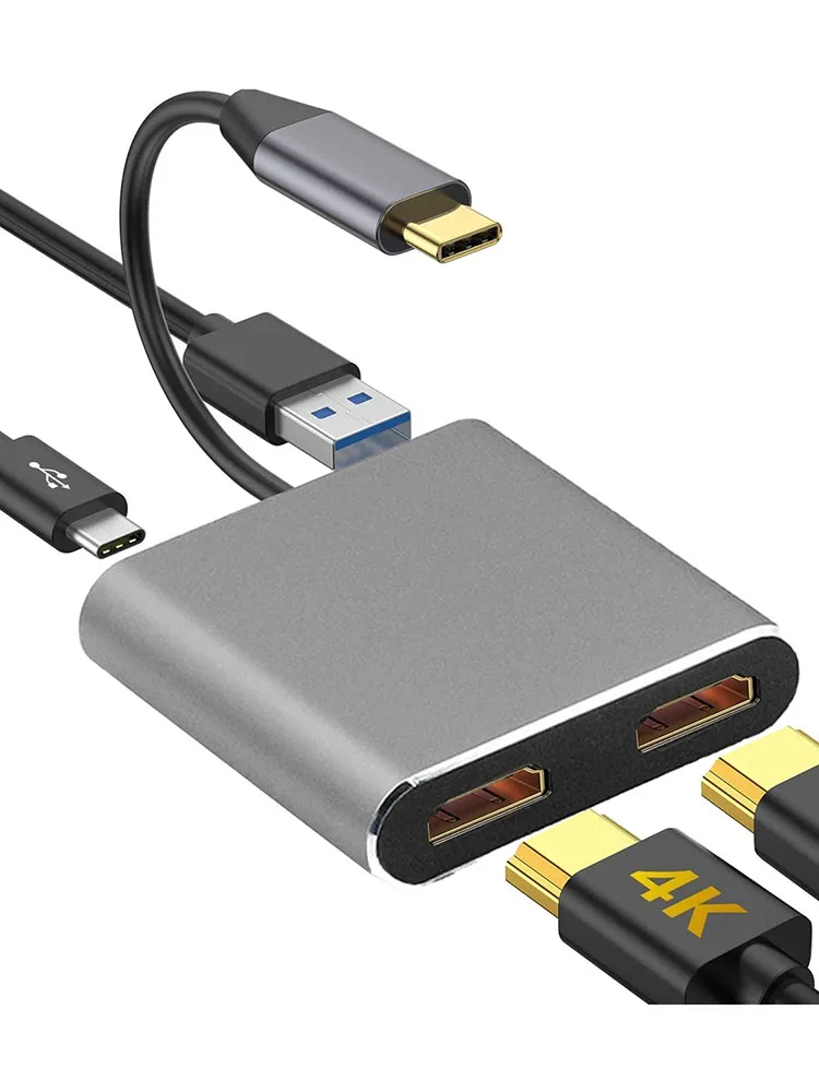 KEBIDUMEI Dual HDMI 4K60Hz 4-portowa stacja dokująca USB C z portami USB 3.0 5Gbps i adapterem PD 100W, rozdzielacz USB do laptopa Macbook — zdjęcie produktu 7