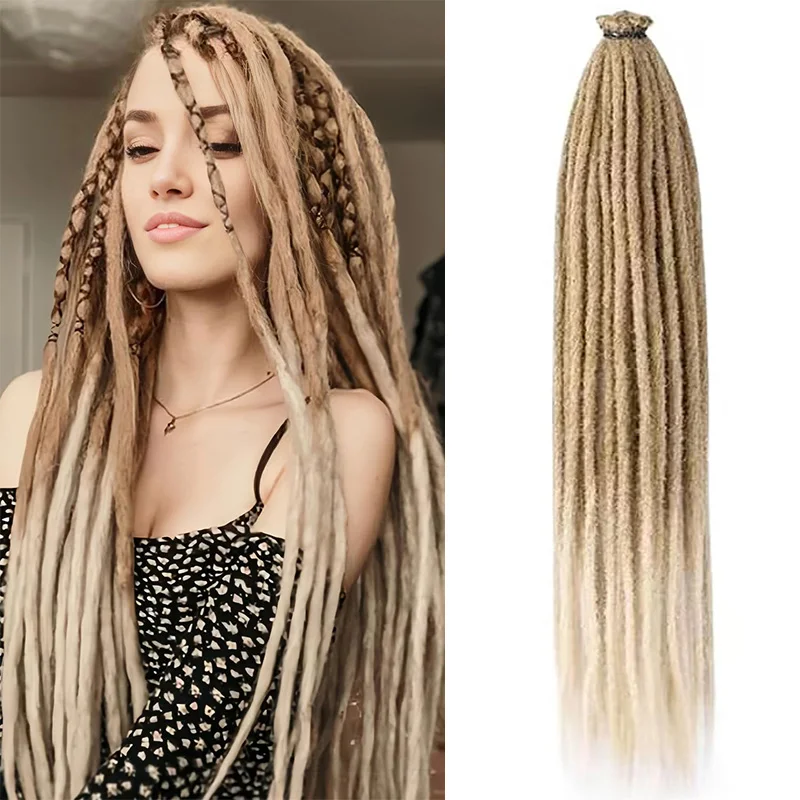 24 Inch Synthetic Dreadlock Extensions 5 Strands Hippie Dreads Ombre Color DreadLoc Reggae Style Crochet Braids Hair