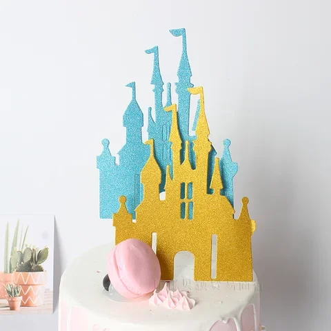 

Glitter Cardstock Princess Prince Party Favors Fairy Tale Castle Cake Toppers Engagement Wedding Birthday Cake Decorating Tools