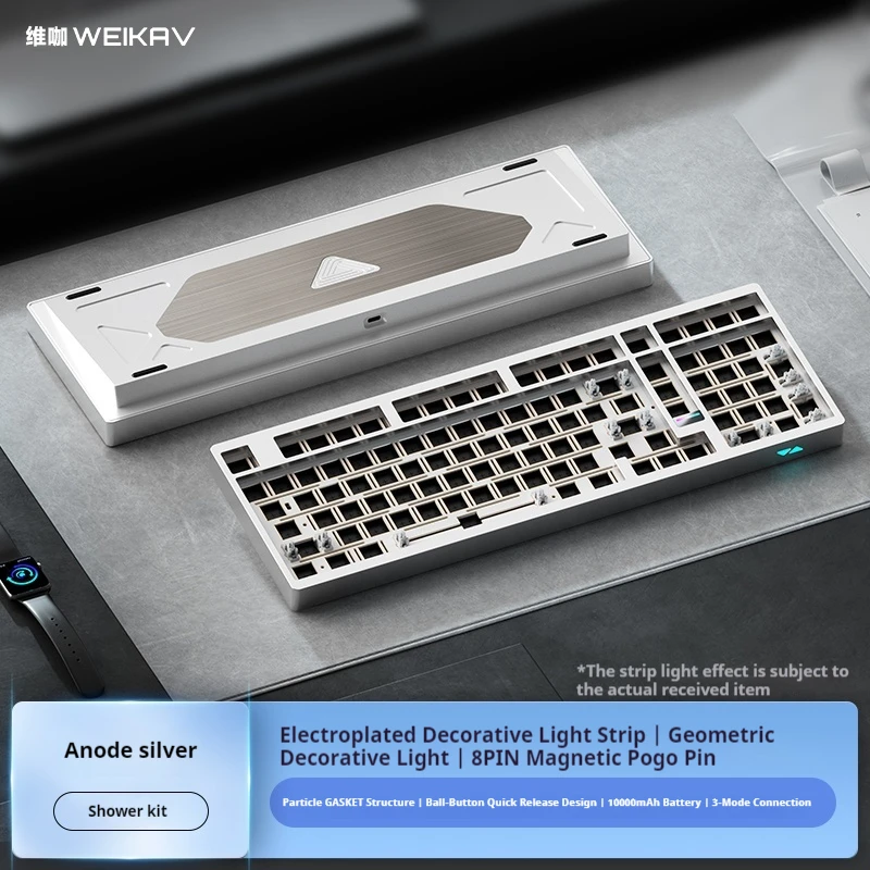New Weikav Max102 Aluminum Alloy Mechanical Keyboard Three Mode Wireless Bluetooth Electroplated Decorative Light Strip Keyboard