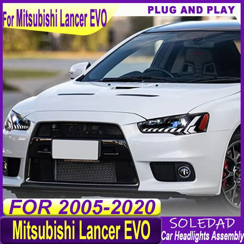 Car headlights For Mitsubishi Lancer Evolution 2009-2016 Headlight Assembly EVO Conversion Kit with LED Daytime Running Lights