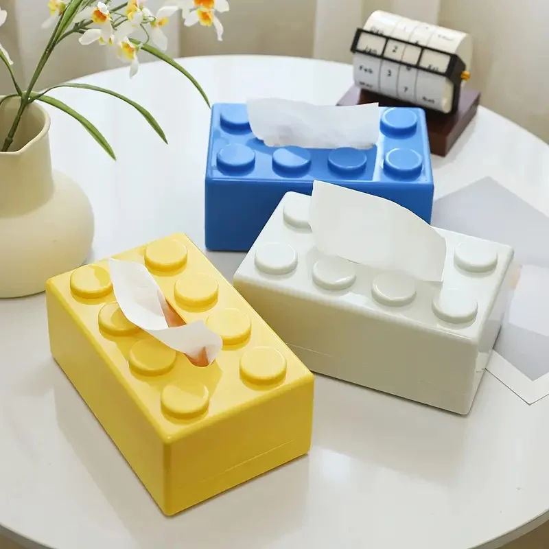 1Pc  Napkin Box Creative Building Block Tissue Holder Multifunctional Home Dining Table Storage Organizer for WallMounted
