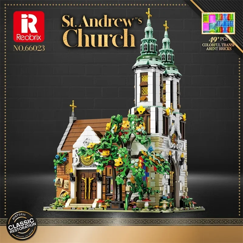 

3056PCS St. Andrew's Church Building Block Medieval European Church Model Bricks Set With Light Desktop Decoration Kids Toy Gift