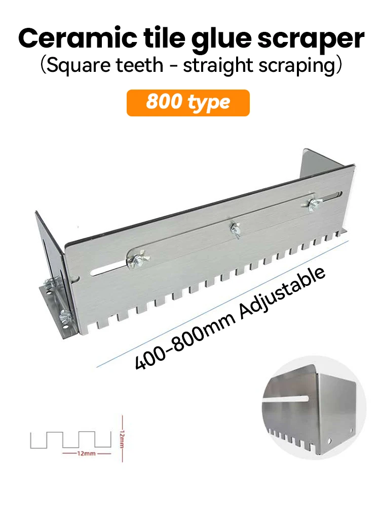 400-800mm Adjustable Notched Trowel Mortar Comb for Fast and Equal Application of Adhesive on the Floor