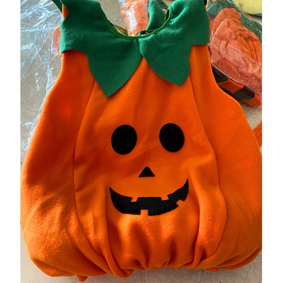 Wholesale Halloween Baby Boy and Girls Cosplay Pumpkin Costume 2 - 10 Years Cute Kids Stage Show Masquerade Party Clothing Set