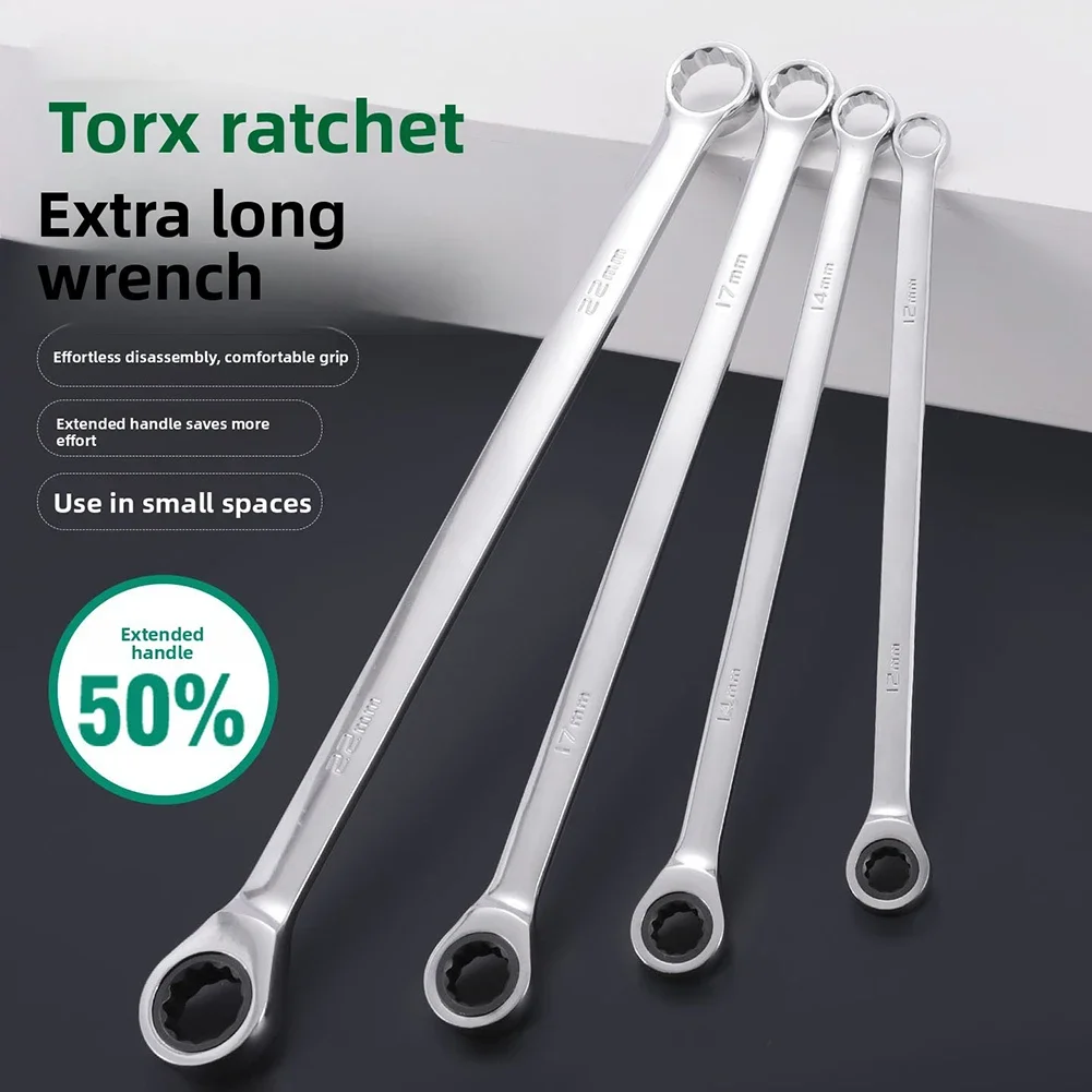 10mm-22mm Extra Long Ratcheting Wrench Dual-Head 72 Teeth Box Ratchet Wrench For Effortless Automotive Home Hand Tools