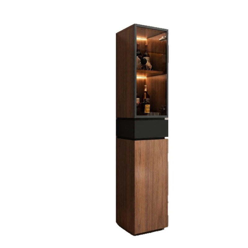 Italian minimalist, solid wood wine cabinet, glass display cabinet, corner storage