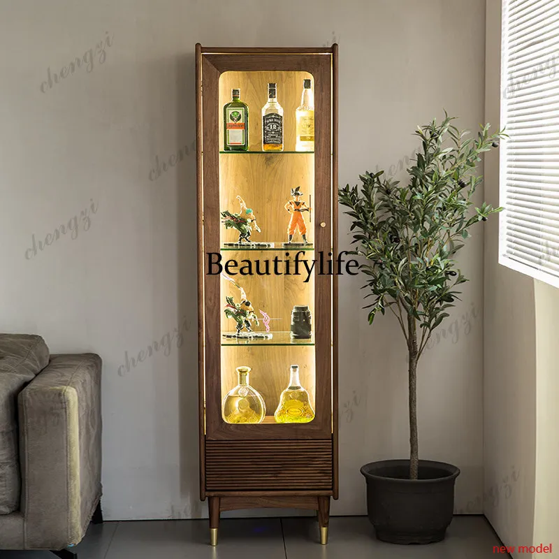 Asmt114Display, glass locker, ceramic tea set display, living room storage side cabinet