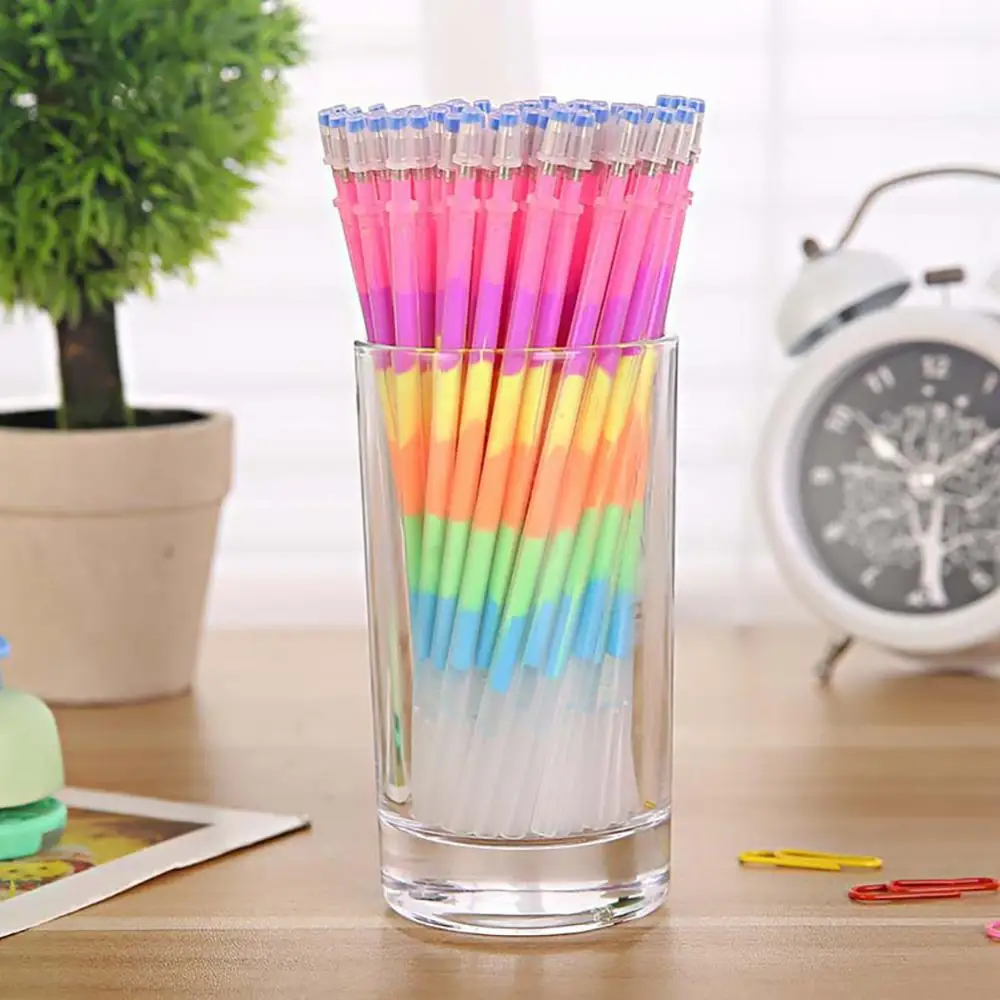 10Pcs Colorful 0.5mm Gel Ink Pen Refills Glitter School Drawing Write Stationery