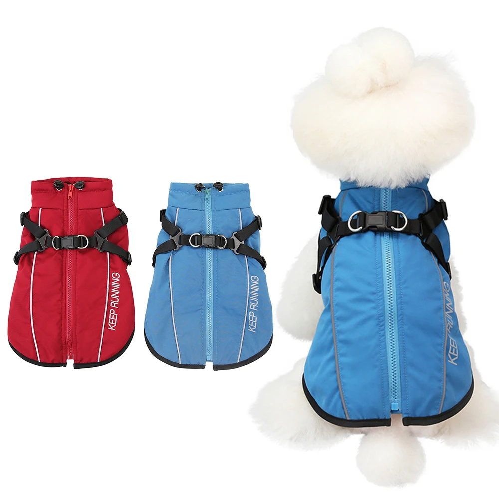 Chaquetas de invierno para perros pequeños, abrigo con arnés incorporado, chaqueta cálida impermeable para mascotas con cremallera, chaleco reflectante para clima frío S M L XXL