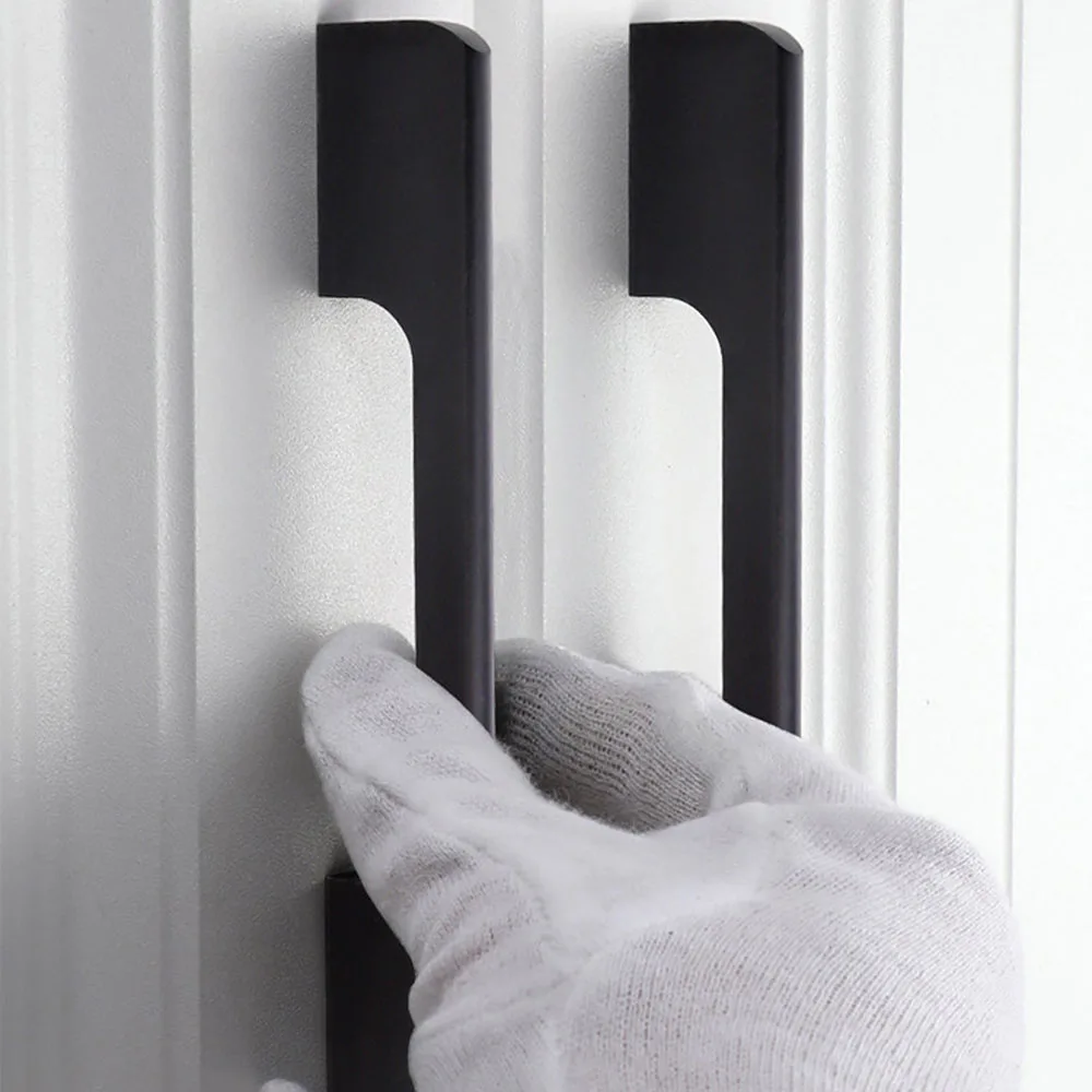 1-6Pcs Matte Black Hidden Cabinet Handles Zinc/Aluminum Alloy Small Knobs Pulls Wardrobe Drawer Modern Furniture Long Handles