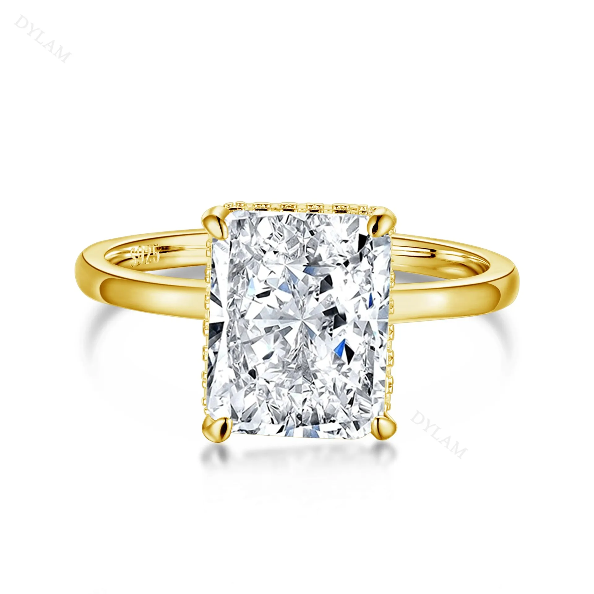 European and American fashion s925 sterling silver high carbon diamond ring women\'s 10*10 simulation diamond emerald diamond rin