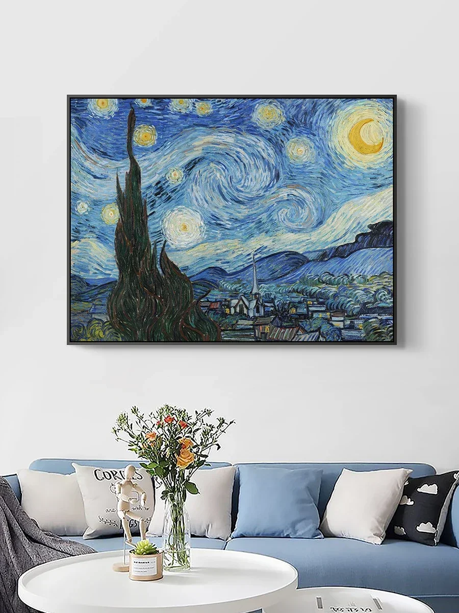 Van Gogh's famous paintings harvest starry sky oil paintings hanging living room decorative paintings modern minimalist