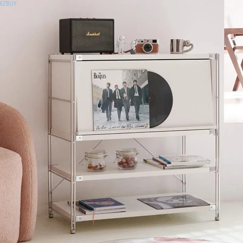 Magazine Stainless Steel Living Room Cabinet Storage Chest of Drawers Display Home Furniture Showcase Crack Shelves 수납장 캐비넷