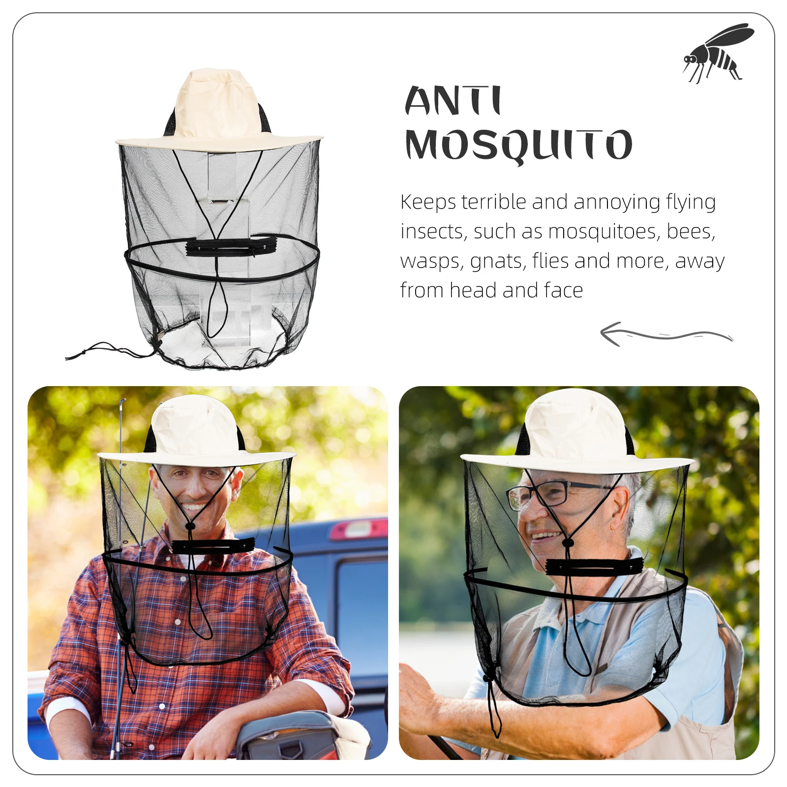 

Mosquito Sun Hat Bee with Netting Hiking Women's Hats & Caps Turn The Page Beach Camping Polyester Outdoor Mesh