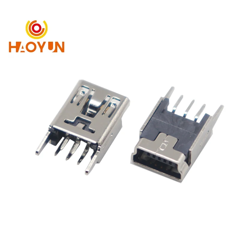 【30-10PCS】MINI USB socket vertical straight pin mini charging interface 5P direct plug five pin plug board 180 degrees