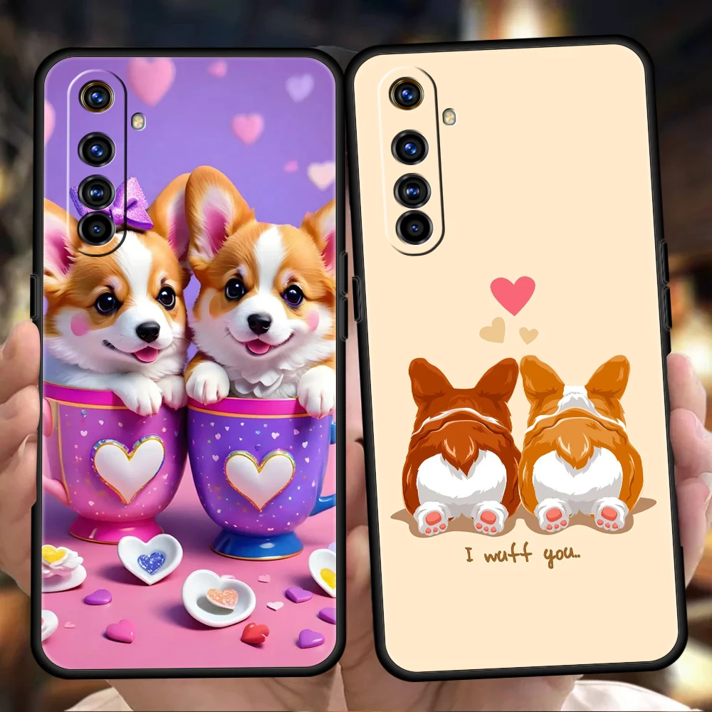Soft TPU For Realme 13 12 11 10 Pro Plus GT2 GT3 GT5 C67 C63 C55 C21 C25 C35 Pro 5G Shockproof Phone Case Cute Corgi Dog Fundas
