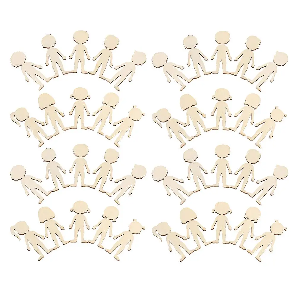 

100pcs Wooden Craft Shapes Natural Ivory Wood Figures DIY Supplies Kids Educational Toys Promote Creativity Motor Skills