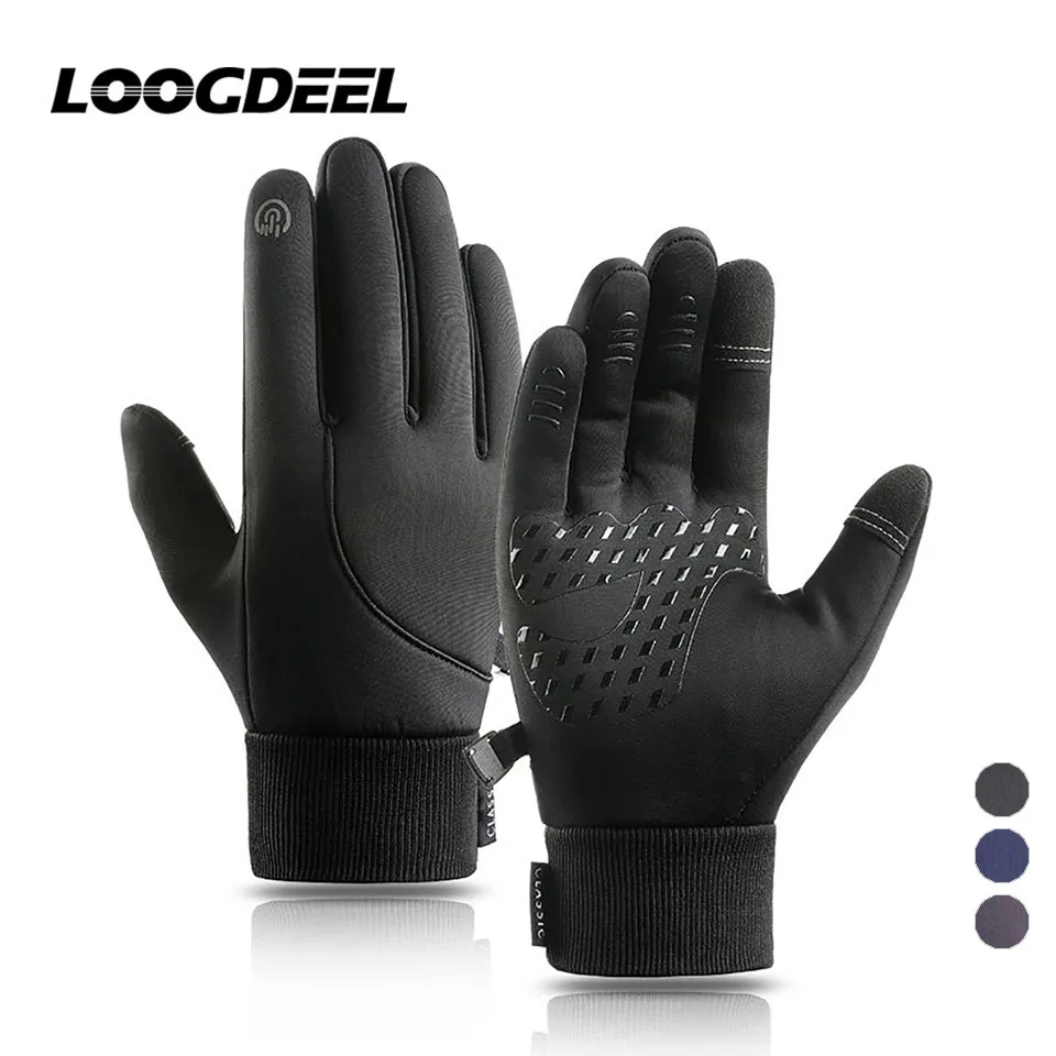 LOOGDEEL Skiing Gloves Waterproof Unisex Outdoor Sports Warmth Two-finger Cut Snowboard Snow Skiing Gloves Touch Screen Non-slip