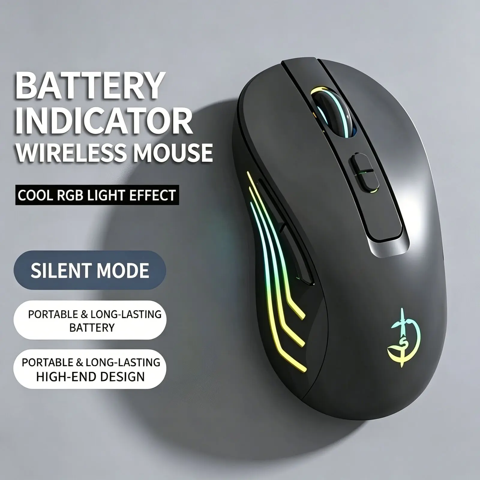 RGB Luminous Bluetooth Dual Mode Mouse 2.4G Wireless Rechargeable Power Digital Display 2400 DPI Gaming Computer Mice Office