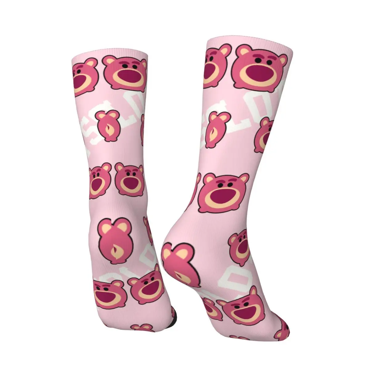 Strawberry Bear Men's Socks Retro Harajuku Disney Toy Story Lotso Street Style Novelty Seamless Crew Sock