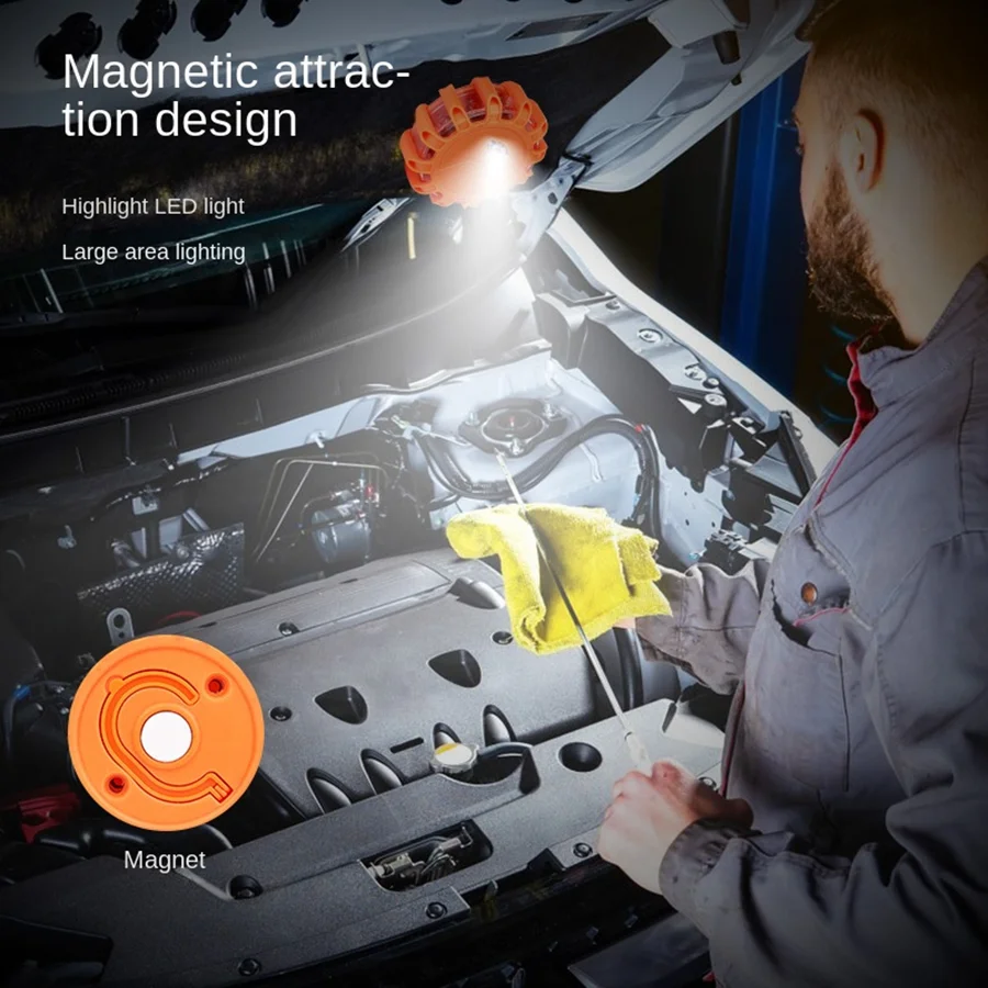 LED Car Emergency Light Flashlight Magnetic Induction Strobe Road Accident Lamp Beacon Safety Accessory Strobe Light 15 leds