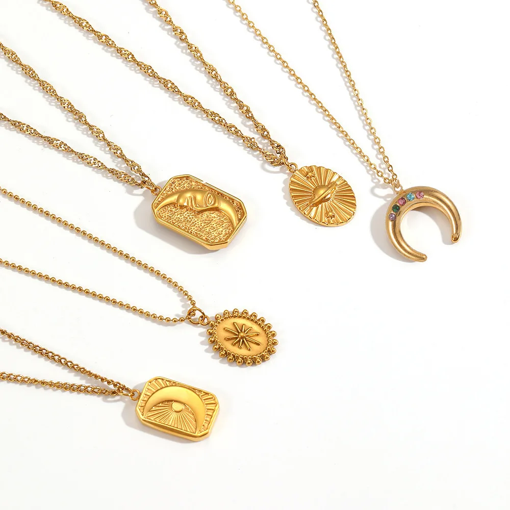 

AETEEY Vintage Moon Sun Series 18K Gold Plated Necklace, Luxury Women's Choker