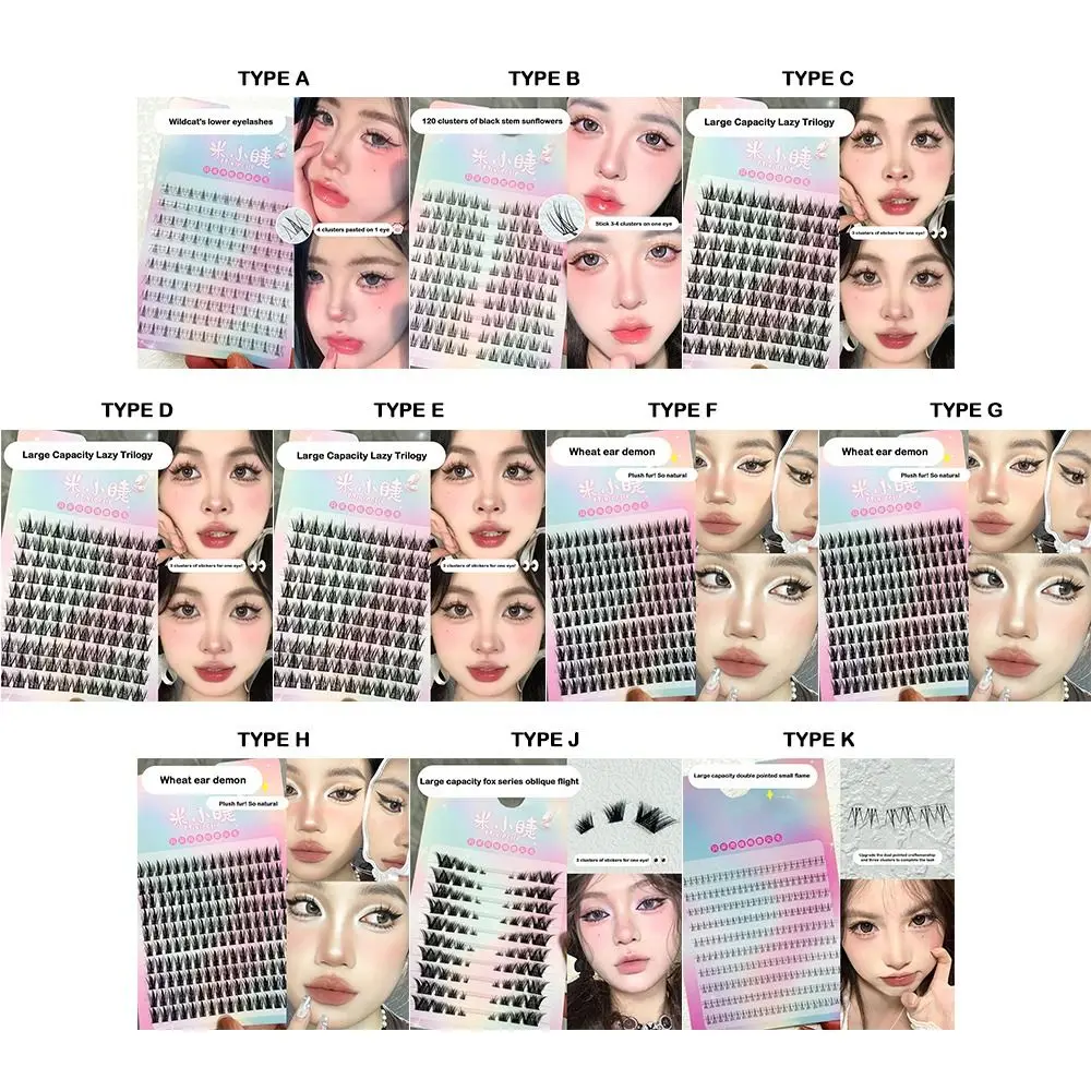 3d cílios postiços com tiras de cola gelatinosa anime cosplay mangá cílios feitos à mão diy único cluster cílios postiços suprimentos de maquiagem