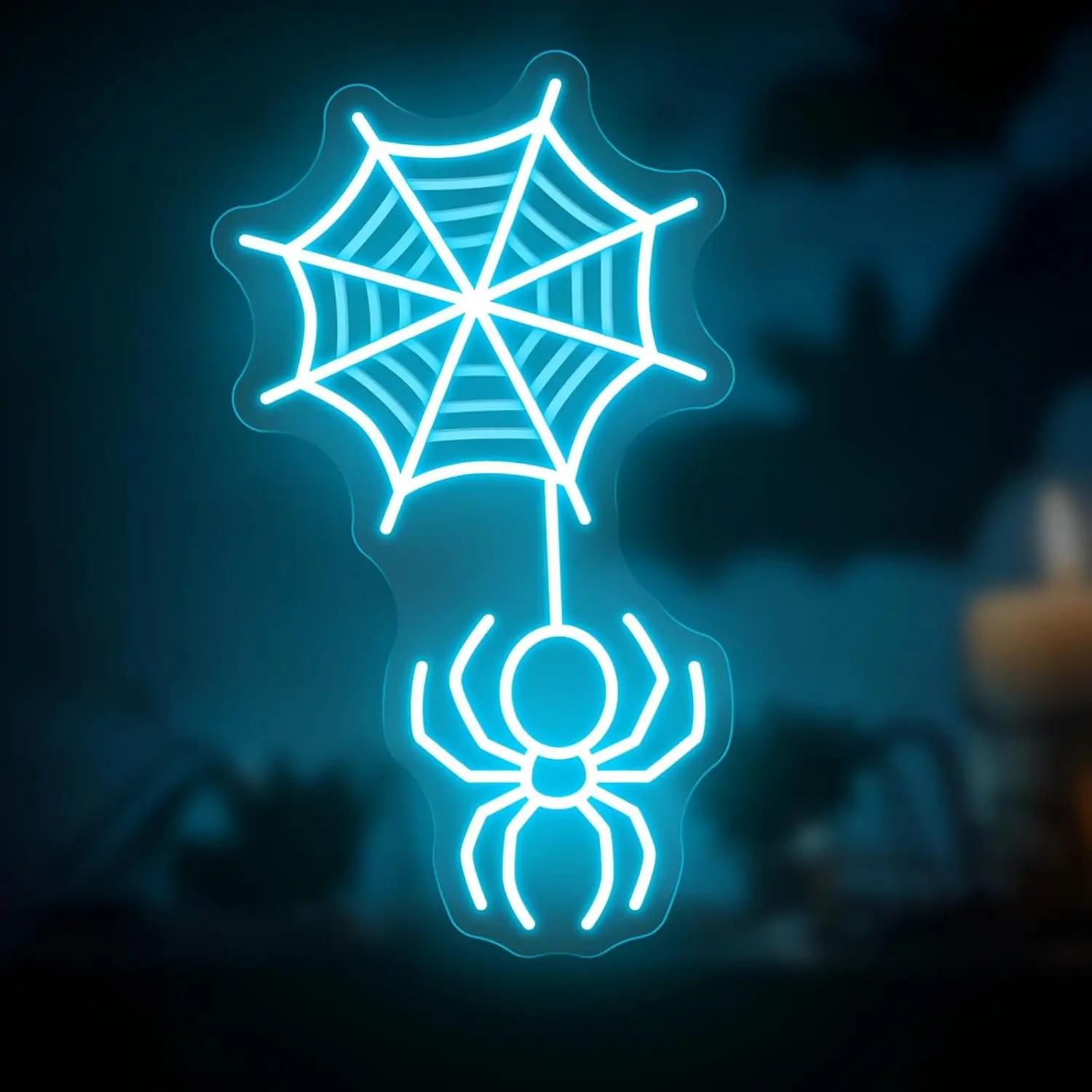 Spider Web Neon Sign LED Neon Light USB Powered Wall Hanging Lamp for Halloween Party Bedroom Bar Gaming Room Window Decor Gift