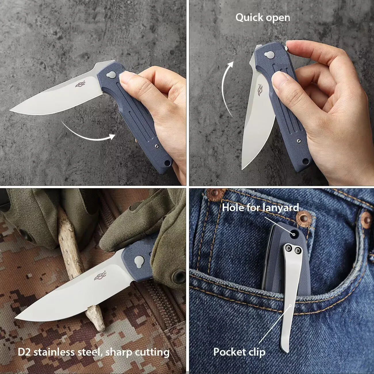 

60HRC Ganzo FBknife FH926 Tactical Pocket Knife D2 Blade G10/Carbon Fiber Handle Folding Survival Tool EDC Outdoor Utility tool