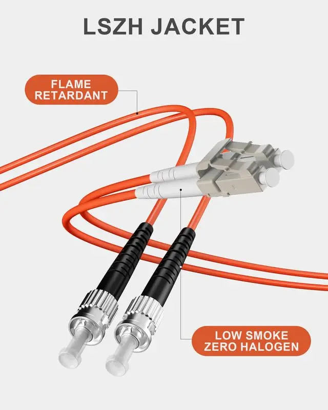 5 Pack LC to ST Multimode Fiber Patch Cable OM1, 1M Duplex MM Fiber Jumper 62.5/125µm LSZH for Fiber Optic Transceivers - 1-3M