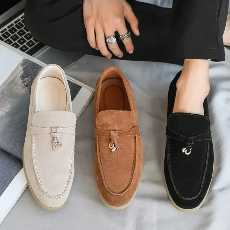 Fashion Men\'s Casual Shoes Genuine Suede Leather Men Classic Tassels Loafers Moccasins Mens Outdoor Driving Flats Luxury Shoe