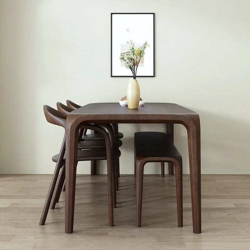 North American black walnut solid wood dining table rectangular simple modern household full mortise and tenon dining table