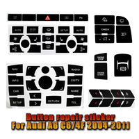 For Audi A6 C6 Button Stickers Interior Replacement Parts 2004 To 2011 Button Repair Decals For Audi A6 4F Climate Control Panel